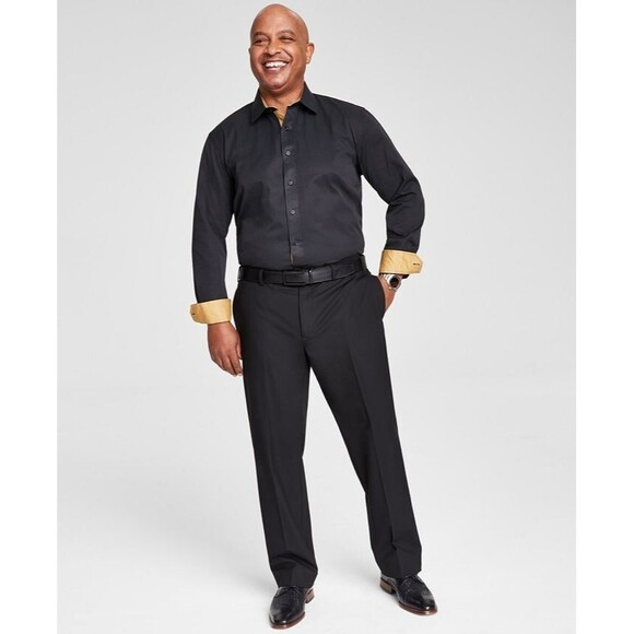 tayion Other - Tayion Collection Men's Black & Gold Trim Slim Fit Dress Shirt L 16-16.5/ 32-33